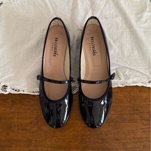 Ballerette Palatino Navy Blue Mary Jane Flats with Heel